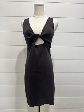 Aerie Black Twist Front Cutout Midi Dress Size S